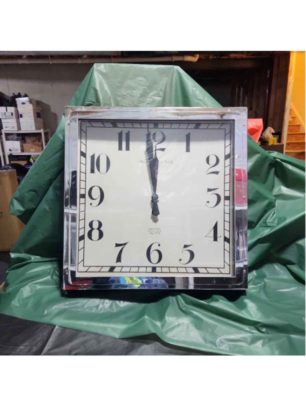 Sterling & Noble Art Deco Wall Clock Chrome Glass Electric